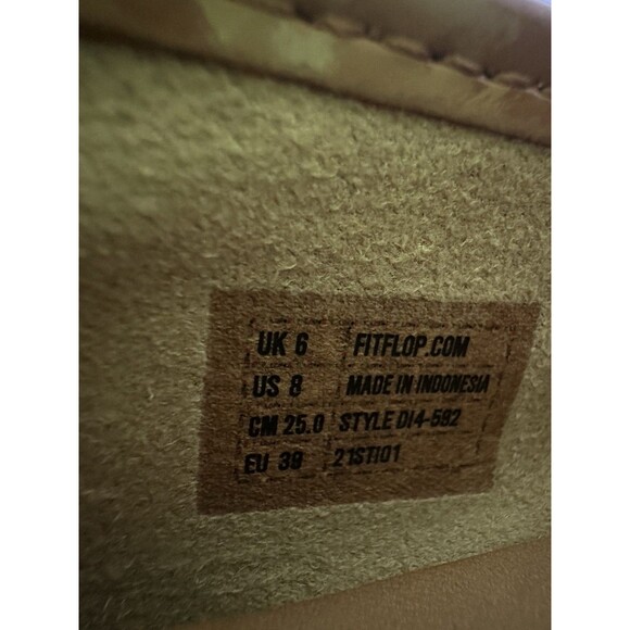 FitFlop Lena Slip On Penny Loafers Flat Shoes Tan Beige Women's SIZE 8 - Picture 8 of 9